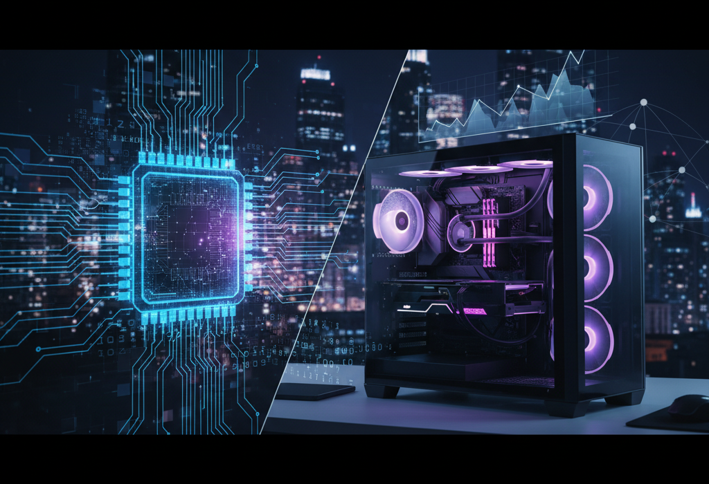 Crie uma imagem de capa editorial horizontal, moderna e sofisticada para um artigo sobre: Guia Prático para Overclock Seguro: Turbine Seu PC Sem Arriscar Seu Hardware. Categoria: Hardware e Dispositivos. Contexto: Aprenda a fazer overclocking com segurança: princípios, passos na BIOS e via software, testes de estabilidade e exemplos. Termos-chave: overclocking, CPU overclock, GPU overclock, desempenho PC, otimização, BIOS. Tom: inteligente e acessível. Portal de notícias sobre inteligência artificial e tecnologia. Estilo jornalístico, limpo, tecnológico e profissional. Sem texto embutido na imagem. Sem logos de marcas, sem rostos famosos identificáveis, sem elementos aleatórios fora do contexto. Aspecto 16:9. Alta qualidade editorial.