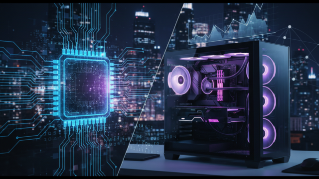 Crie uma imagem de capa editorial horizontal, moderna e sofisticada para um artigo sobre: Guia Prático para Overclock Seguro: Turbine Seu PC Sem Arriscar Seu Hardware. Categoria: Hardware e Dispositivos. Contexto: Aprenda a fazer overclocking com segurança: princípios, passos na BIOS e via software, testes de estabilidade e exemplos. Termos-chave: overclocking, CPU overclock, GPU overclock, desempenho PC, otimização, BIOS. Tom: inteligente e acessível. Portal de notícias sobre inteligência artificial e tecnologia. Estilo jornalístico, limpo, tecnológico e profissional. Sem texto embutido na imagem. Sem logos de marcas, sem rostos famosos identificáveis, sem elementos aleatórios fora do contexto. Aspecto 16:9. Alta qualidade editorial.
