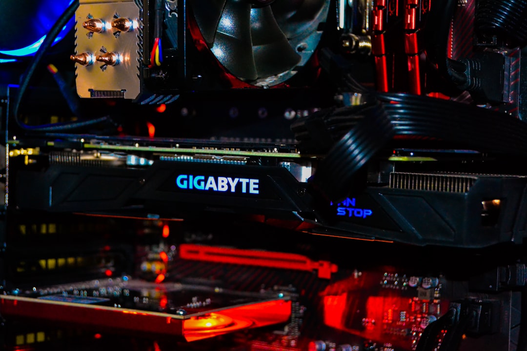 black and red Gigabyte computer motherboard