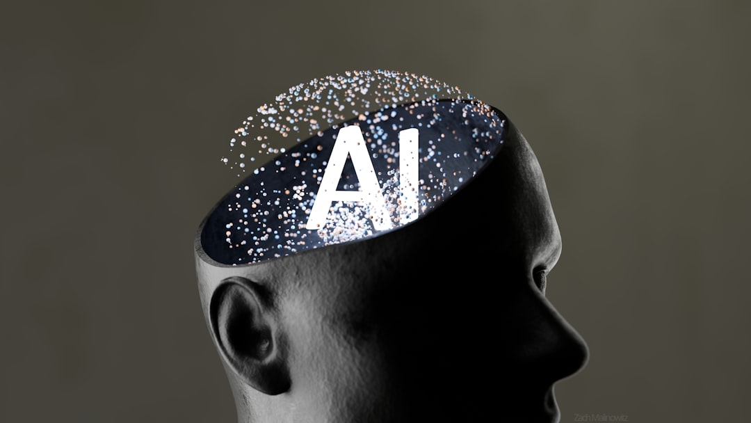 A somewhat commonly-used artistic trope that can be used to illustrate both pro-AI and anti-AI sentiment. Modeled and rendered with Blender Cycles 5.0.1 | Artificial intelligence concept within a human head