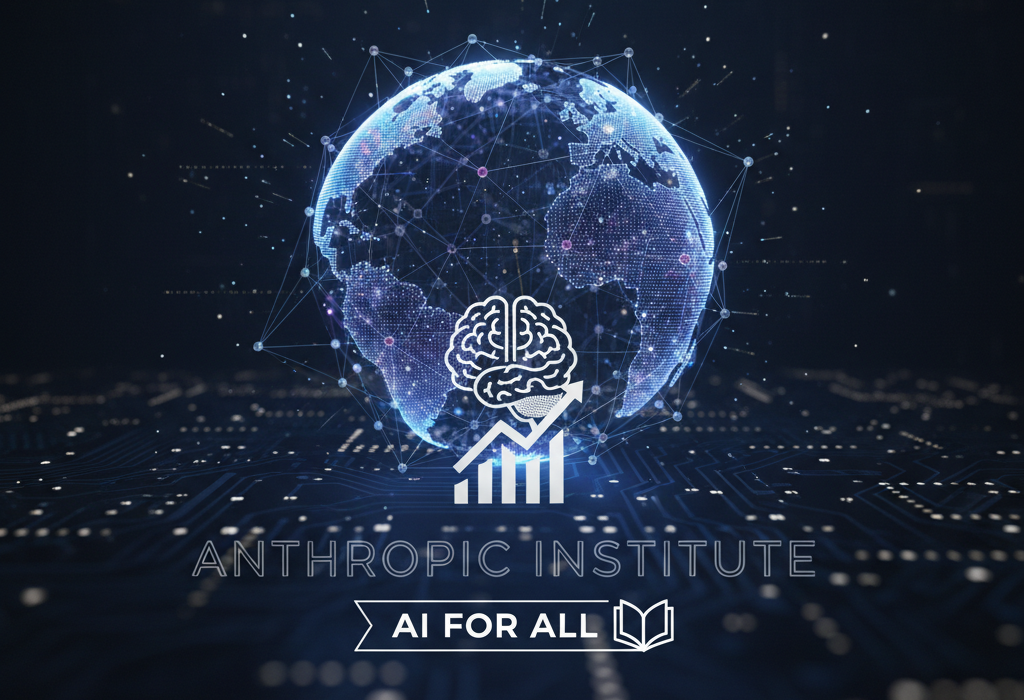 Crie uma imagem de capa editorial horizontal, moderna e sofisticada para um artigo sobre: Novo Instituto da Anthropic Vai Mapear Efeitos Sociais e Econômicos da IA. Categoria: IA para Todos. Contexto: A Anthropic anunciou o Instituto Anthropic (TAI), dedicado a investigar o impacto social e econômico da IA. O instituto . Termos-chave: anthropic, lanca, instituto, para, estudar, impacto. Tom: inteligente e acessível. Portal de notícias sobre inteligência artificial e tecnologia. Estilo jornalístico, limpo, tecnológico e profissional. Sem texto embutido na imagem. Sem logos de marcas, sem rostos famosos identificáveis, sem elementos aleatórios fora do contexto. Aspecto 16:9. Alta qualidade editorial.