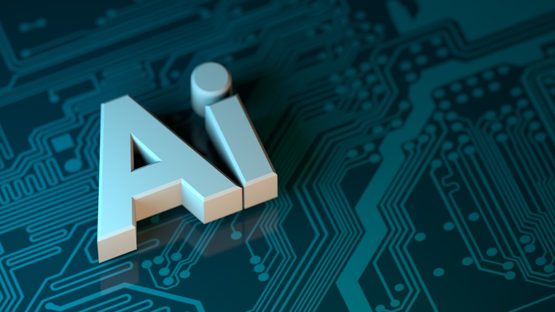 Ai 3D image with technology background | the letter a is placed on top of a circuit board